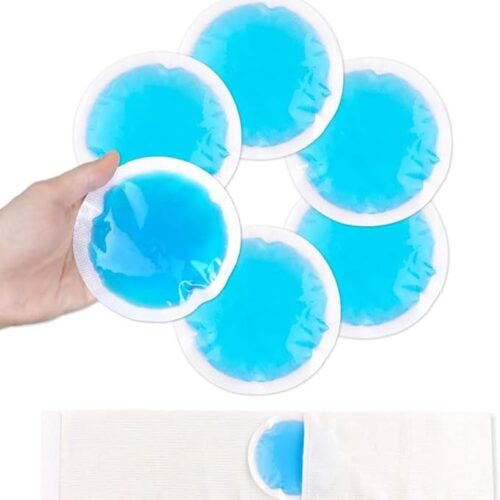 NEWGO Small Ice Packs for Injuries, 6 Pack Round Ice Packs for Face, Hot Cold Pack Circular Cold Compress with Cloth Backing & Sleeve for Pain Relief, Toothaches, Breast Surgery